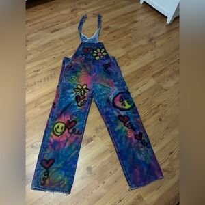 RARE FIND RARE VTG 2003 GAP Vintage Overalls Y2K Tie Dye Graffiti Denim